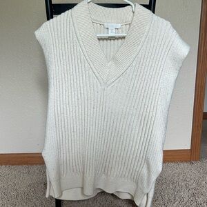 H&M Cream V-Neck Sweater Vest